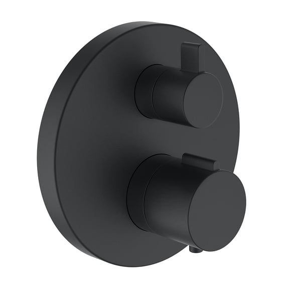 Laufen Twintherm 2 handle thermo shower mixer trim set - matt black titanium